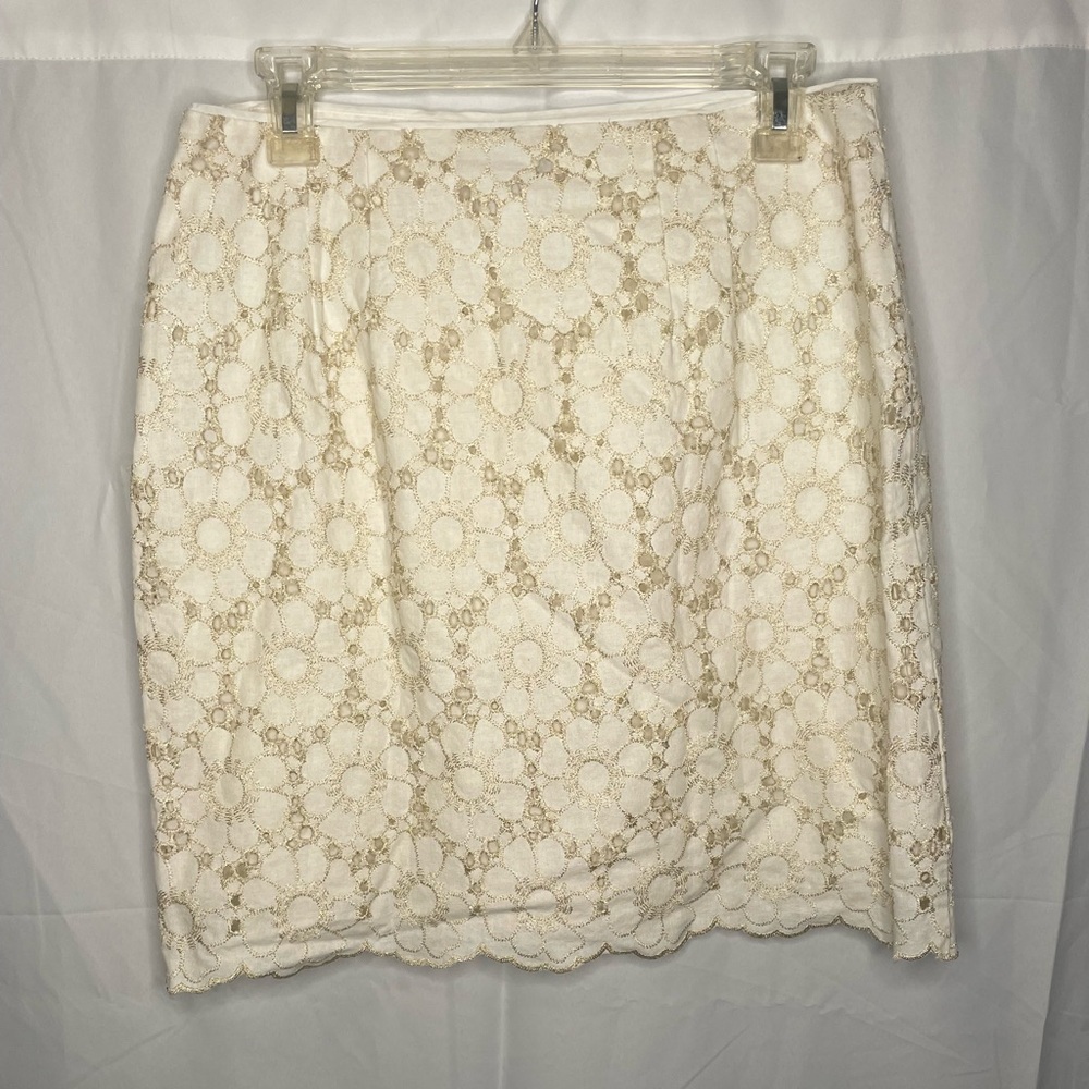 LOFT Shimmer Floral Eyelet Mini Skirt - Picture 6 of 9